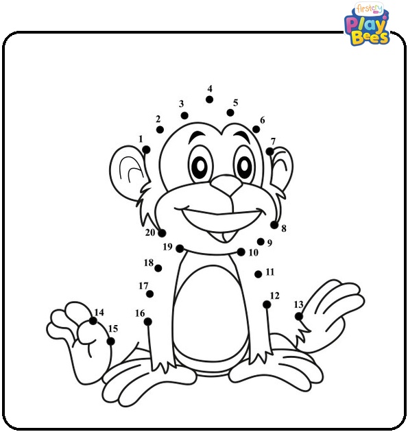 Monkey Dot to Dot Coloring Page