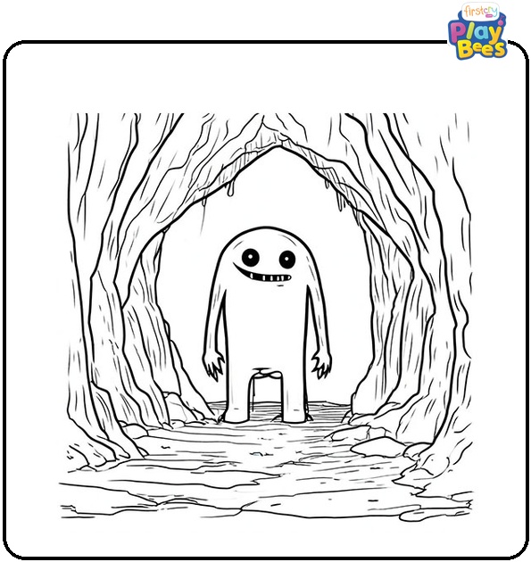 Monster in a Cave Coloring Page