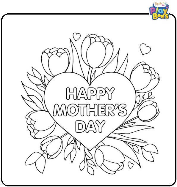 Mother Day Heart Coloring Page