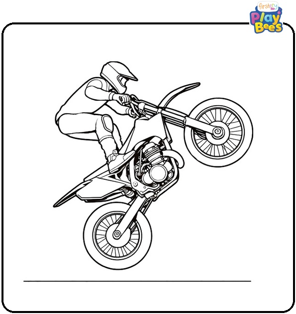 Motorcycle Stunt Jump Coloring Page