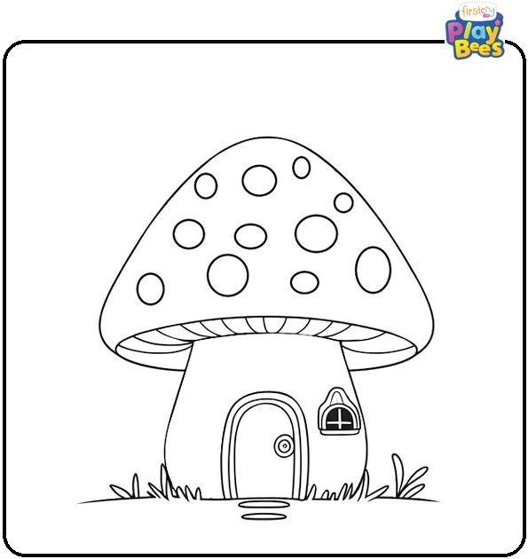 Mushroom House Coloring Page