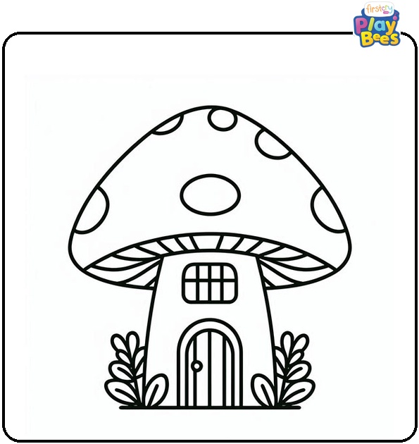 Mushroom House Coloring Page