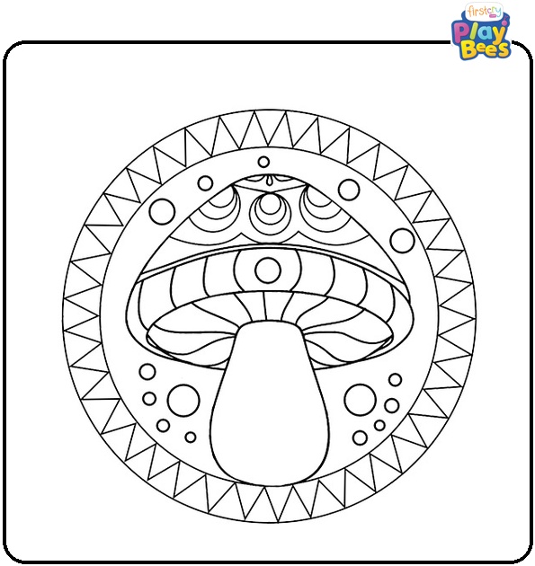 Mushroom Mandala Coloring Page