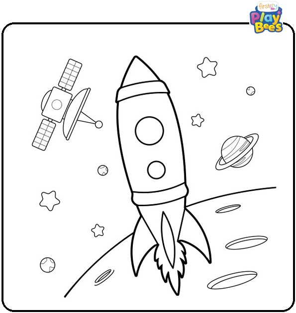 NASA Rocket Entering Solar System Coloring Page