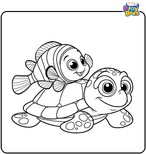 Nemo and Squirt Coloring Page