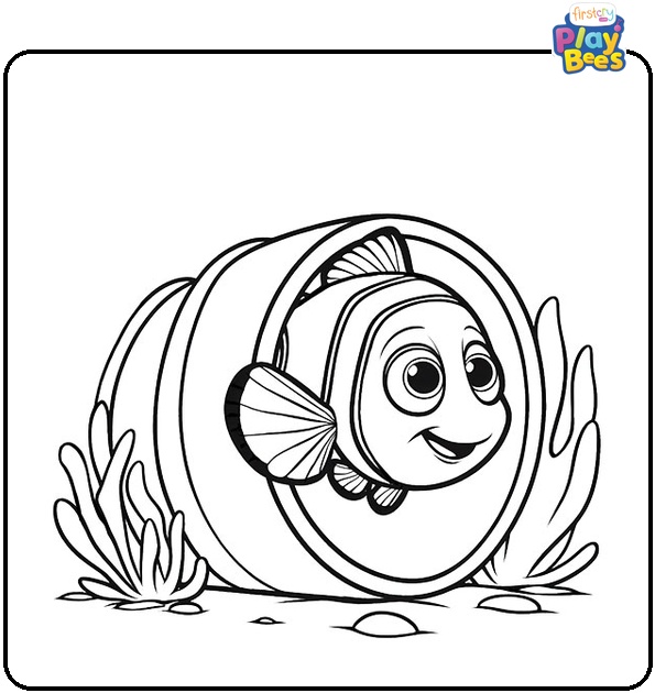 Nemo out of the Pipe Coloring Page