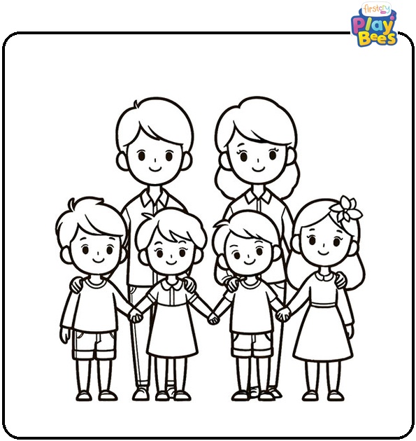 Parents, Sons and Daughters Coloring Page