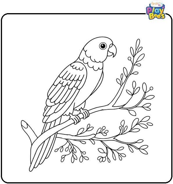 Parrot on Tree Coloring Page Parrot on Tree Coloring Page