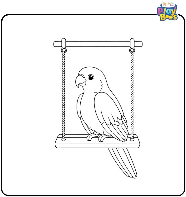 Parrot on a Swing Coloring Page Parrot on a Swing Coloring Page