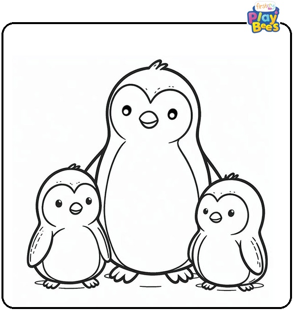 Penguin Family Coloring Page