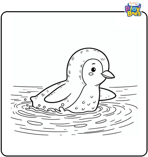Swimming Penguin Coloring Page