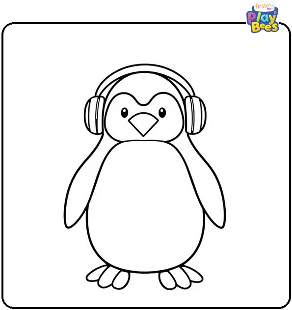Penguin Wearing Earmuffs Coloring Page