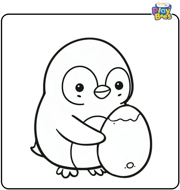 Penguin with Egg Coloring Page