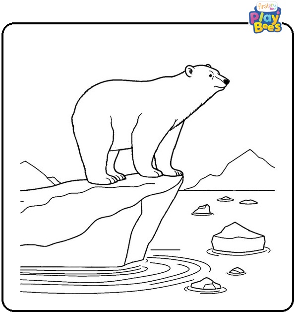 Polar Bear on Iceberg Coloring Page
