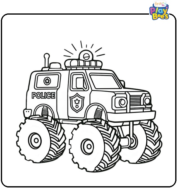 Police Monster Truck Coloring Page