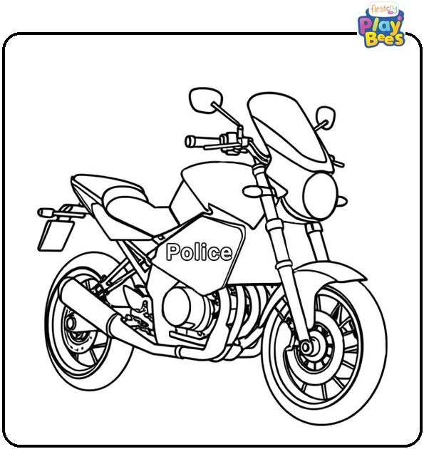 Police Motorcycle Coloring Page