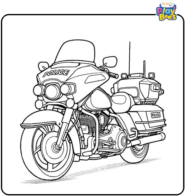 Police Motorcycle Coloring Page