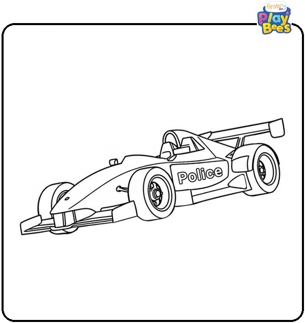 Police Race Car Coloring Page