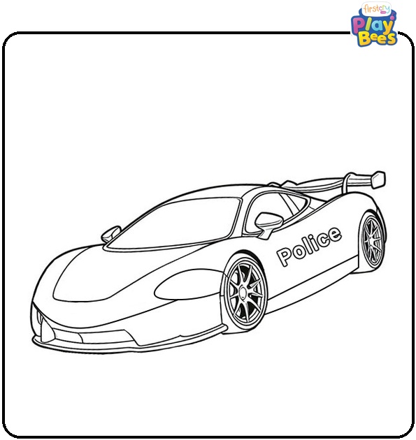 Police Sports Car Coloring Page
