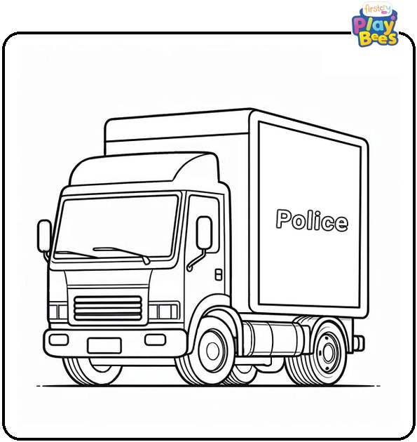 Police Truck Coloring Page