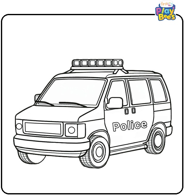 Police Van Coloring Page