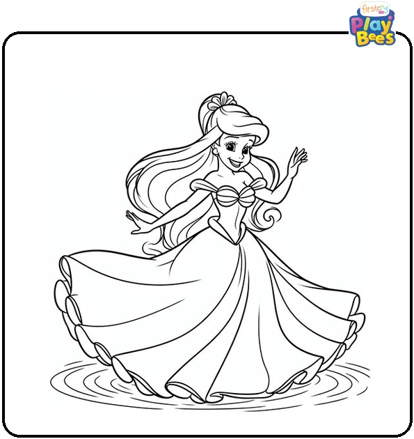 Princess Ariel Dancing Coloring Page