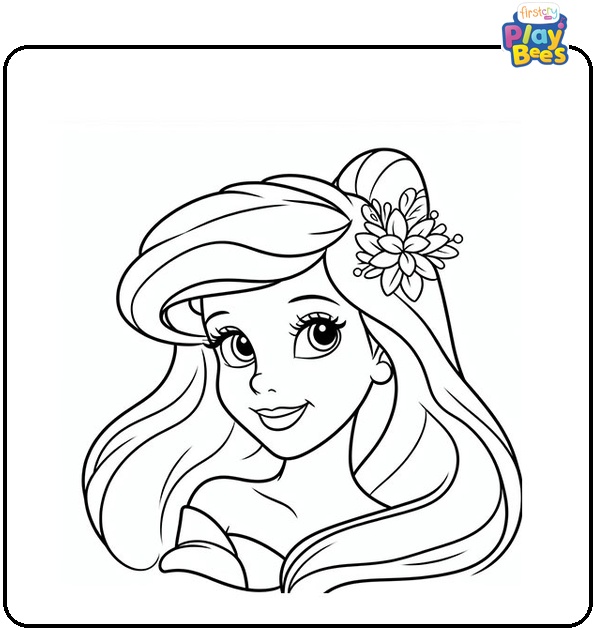 Princess Ariel Face Coloring Page