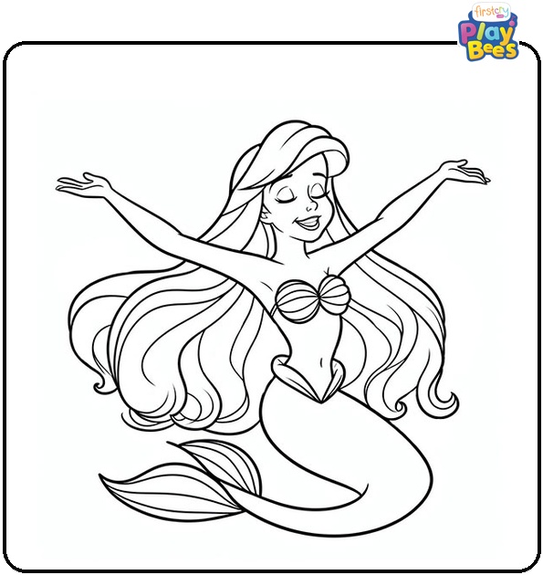 Princess Ariel Spreads Arms Coloring Page