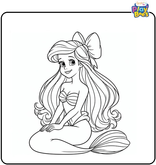 Princess Ariel with a Bowknot Coloring Page