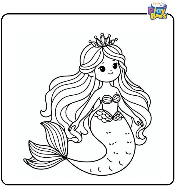 Princess Mermaid Colouring Page