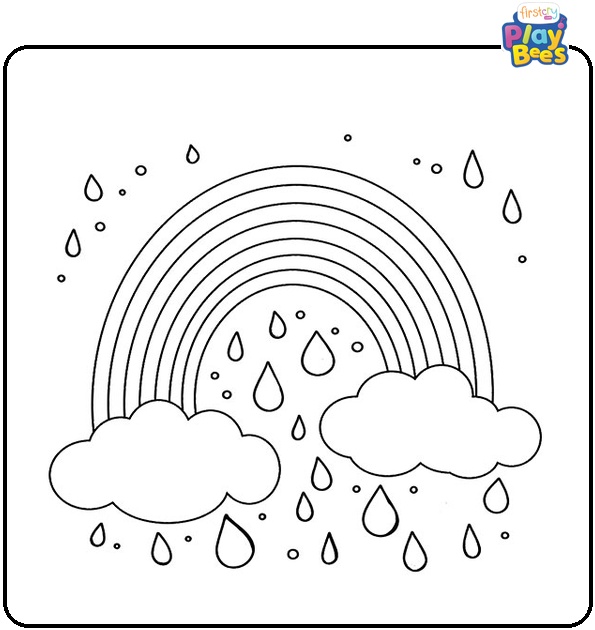 Raindrops And Rainbows Coloring Page