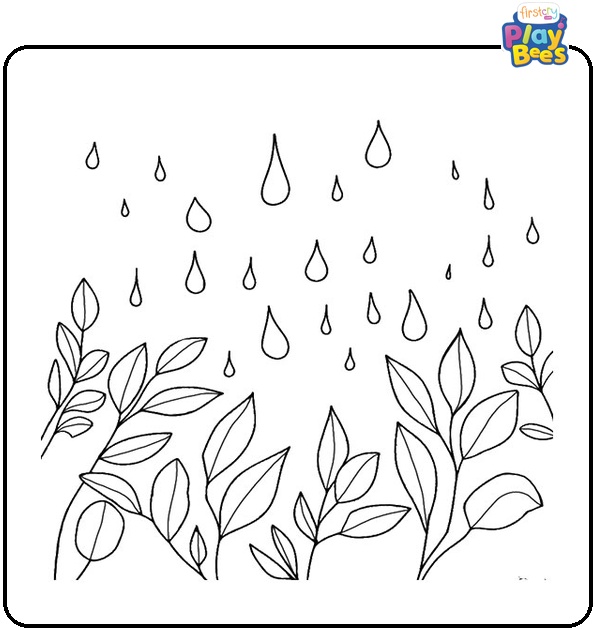Raindrops Falling On Leaves Coloring Page