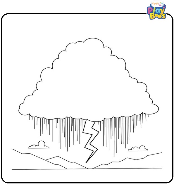 Rainy Day With Thunderclouds Coloring Page