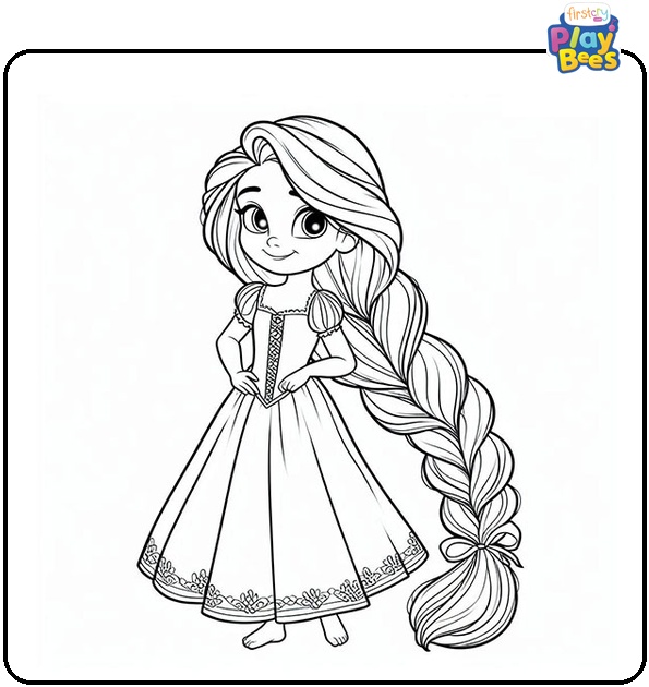 Rapunzel Braided Hair Coloring Page Rapunzel Braided Hair Coloring Page