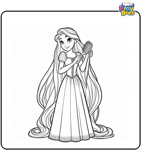 Rapunzel Brushing Her Hair Coloring Page Rapunzel Brushing Her Hair Coloring Page
