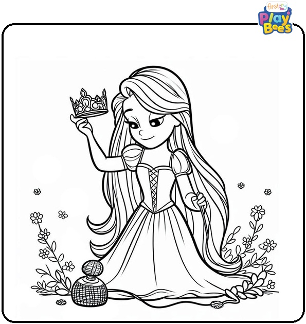 Rapunzel Finds Her Crown Coloring Page Rapunzel Finds Her Crown Coloring Page