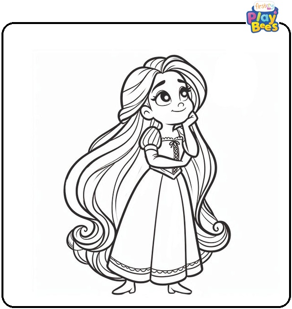 Rapunzel is Daydreaming Coloring Page Rapunzel is Daydreaming Coloring Page