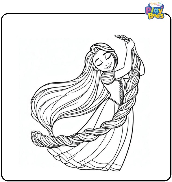 Rapunzel Swings By Her Long Hair Coloring Page Rapunzel Swings By Her Long Hair Coloring Page