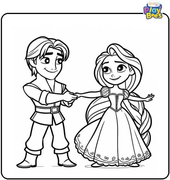 Rapunzel and Flynn Coloring Page Rapunzel and Flynn Coloring Page