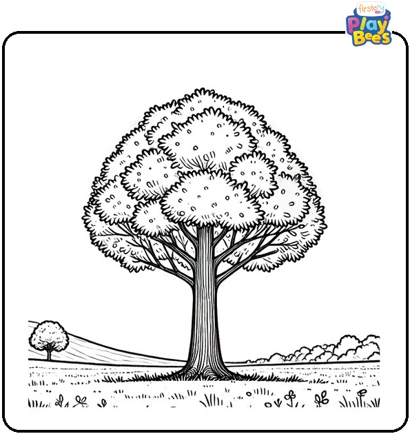 Realistic Looking Tree In Field Coloring Page Realistic Looking Tree In Field Coloring Page