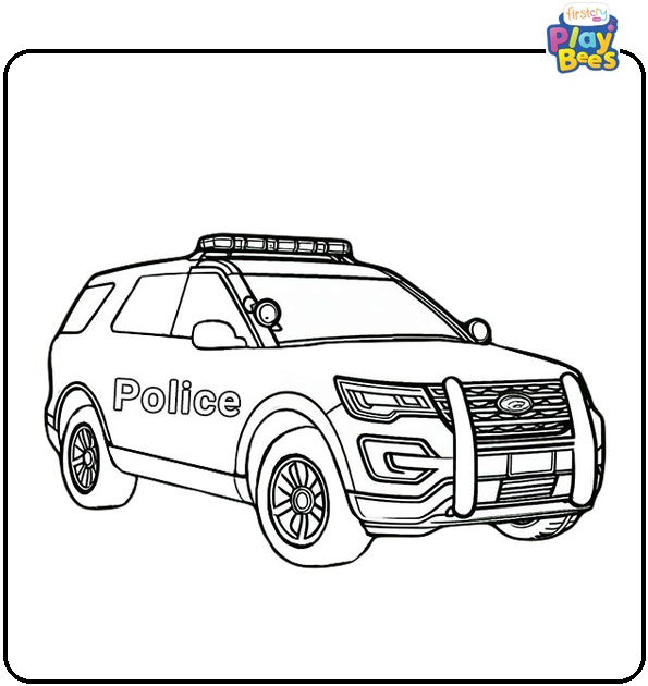 Realistic Police Car Coloring Page