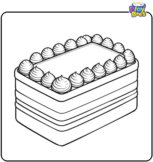 Rectangle Birthday Cake Coloring Page