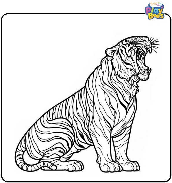 Roaring Tiger Coloring Page