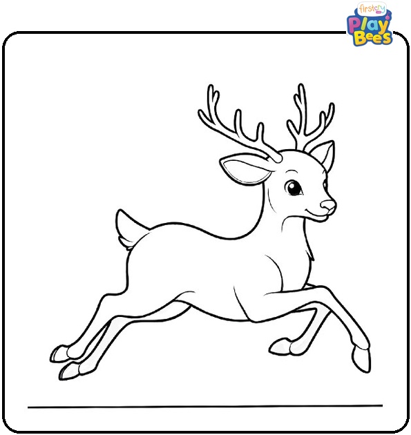 Running Deer Coloring Page
