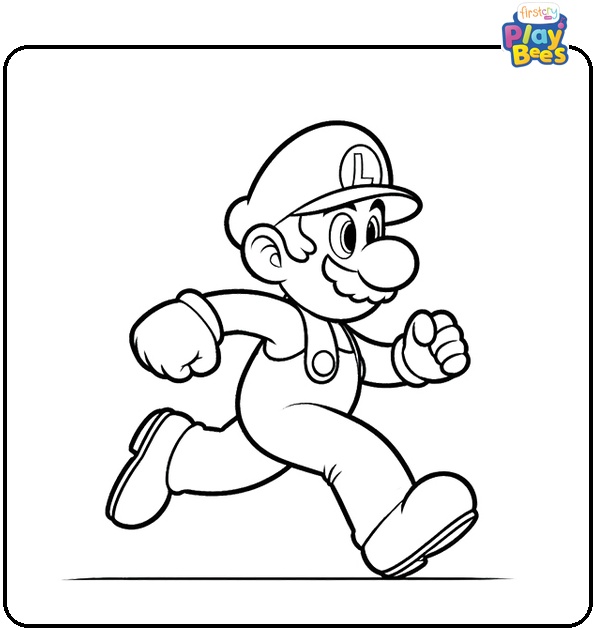Running Luigi Coloring Page
