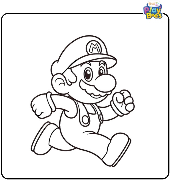 Running Super Mario Coloring Page
