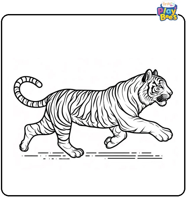 Running Tiger Coloring Page