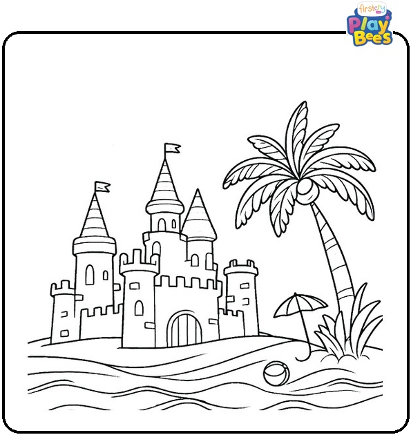 Sandcastle Summer Coloring Page