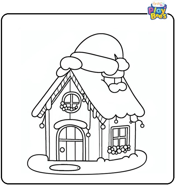 Santa's House Coloring Page