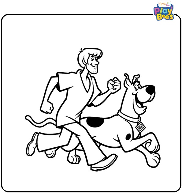 Scooby Doo and Shaggy are Running Coloring Page